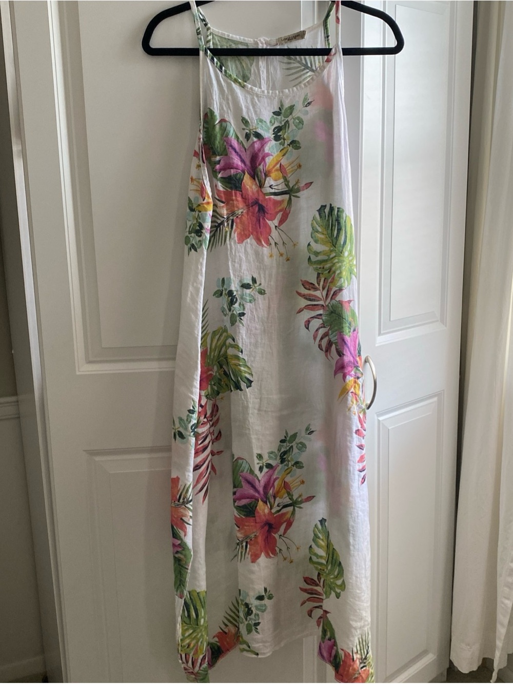 Lungo L’Arno Italy‎ Linen MIDI Dress White Multi Floral Small